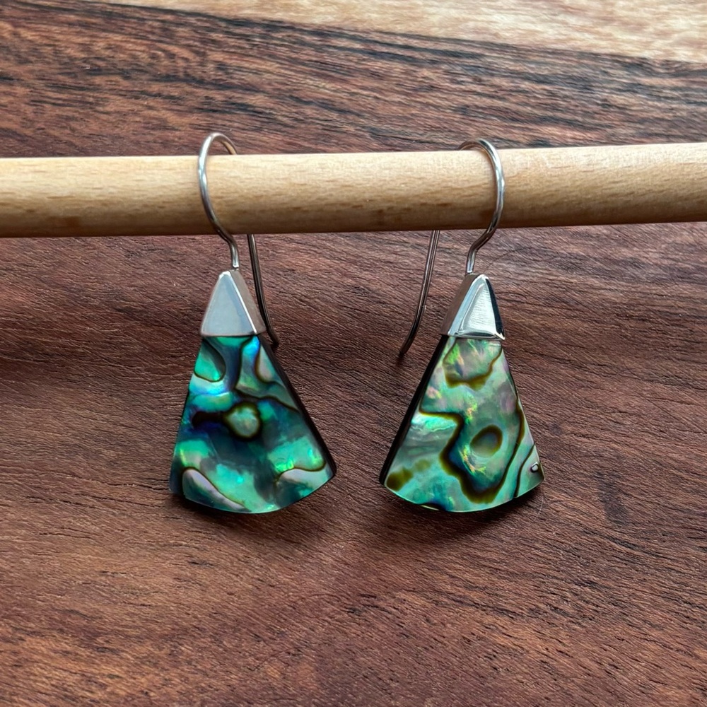 Sterling Silver and Abalone Shell Hook Earrings